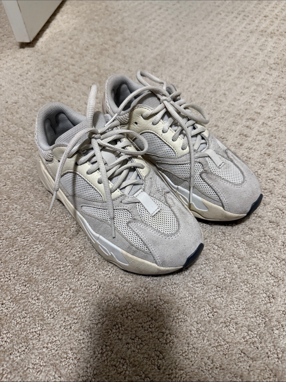 Yeezy Women's Chunky Mesh & Suede Sneaker - Light Gray/Cream